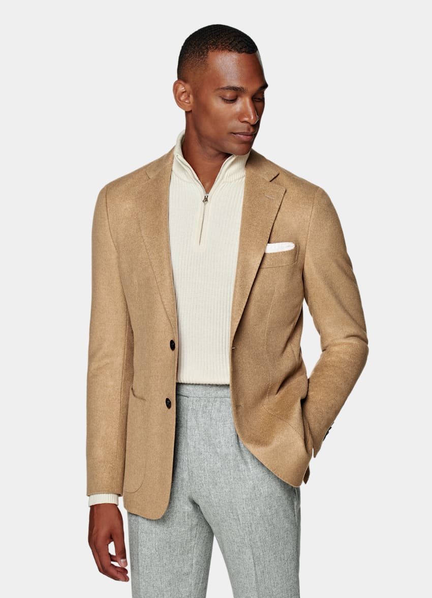 SUITSUPPLY Winter Pure Camel by Piacenza, Italy Mid Brown Tailored Fit Havana Blazer