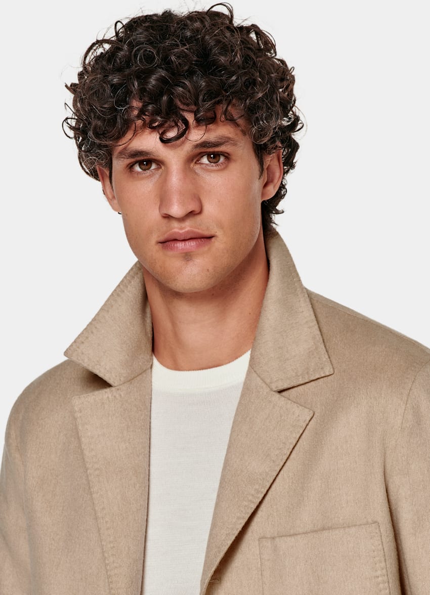 SUITSUPPLY Pure Camel by Piacenza, Italy Light Brown Greenwich Shirt-Jacket