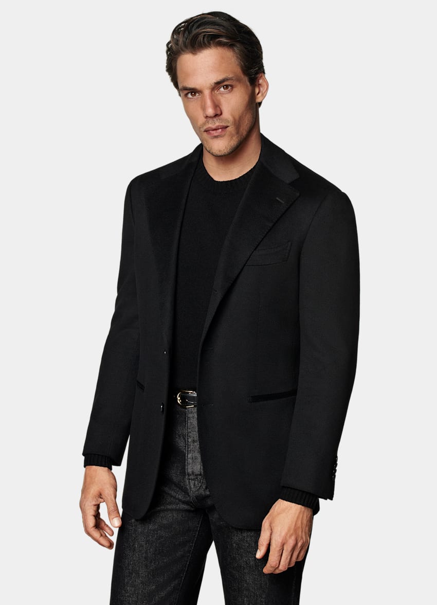 SUITSUPPLY Invierno Puro cachemir de Rogna, Italia Blazer Roma negro corte Relaxed