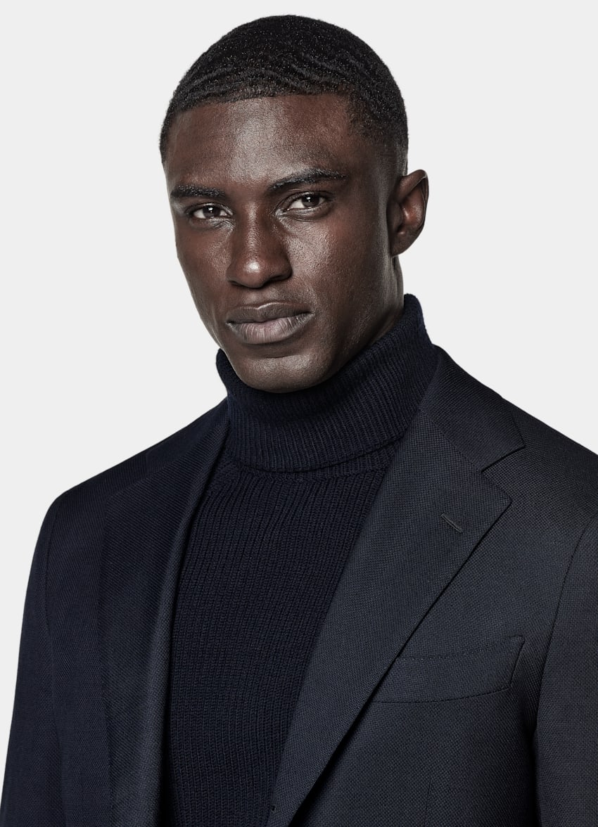 SUITSUPPLY All Season Pure Wool by Reda, Italy Navy Tailored Fit Havana Blazer