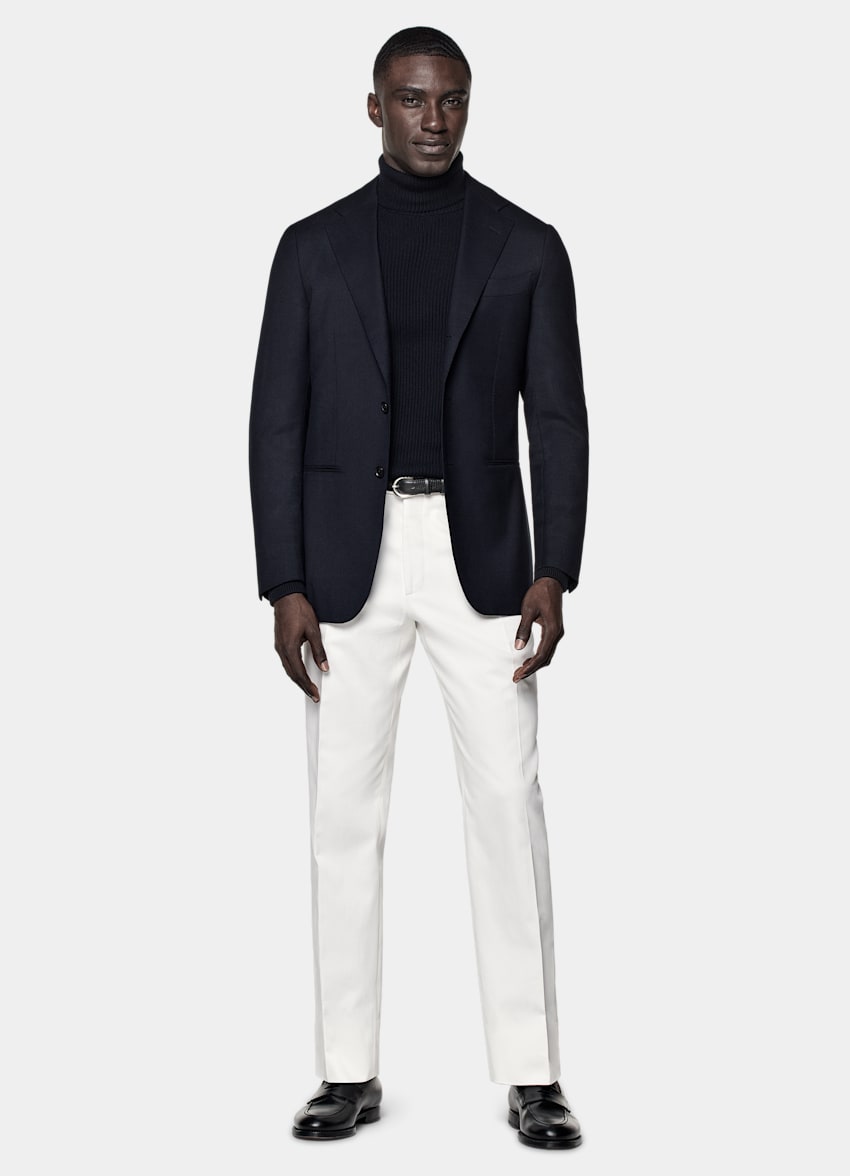 SUITSUPPLY All Season Pure Wool by Reda, Italy Navy Tailored Fit Havana Blazer