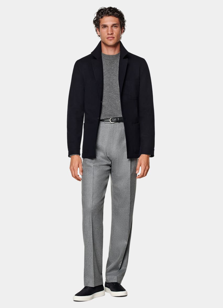 SUITSUPPLY Winter Pure Wool Navy Relaxed Fit Shirt-Jacket