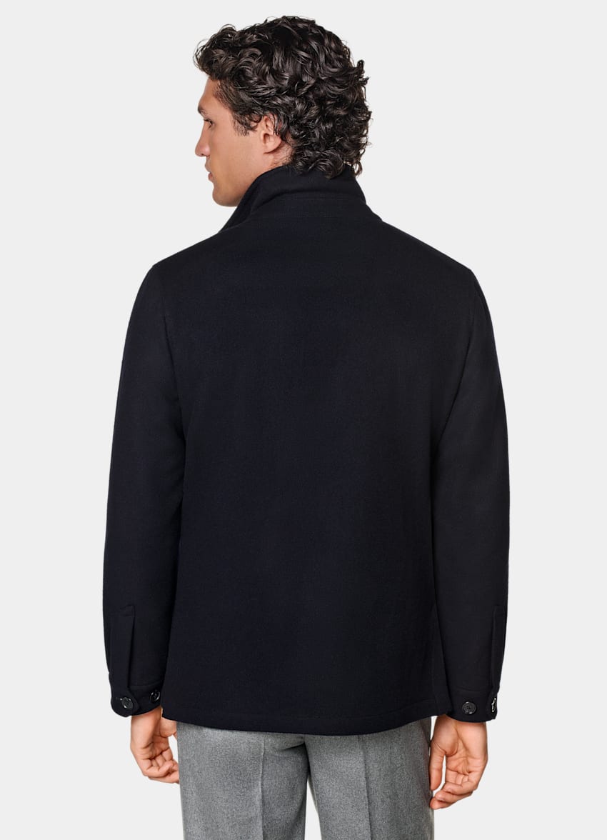 SUITSUPPLY Winter Pure Wool Navy Relaxed Fit Shirt-Jacket