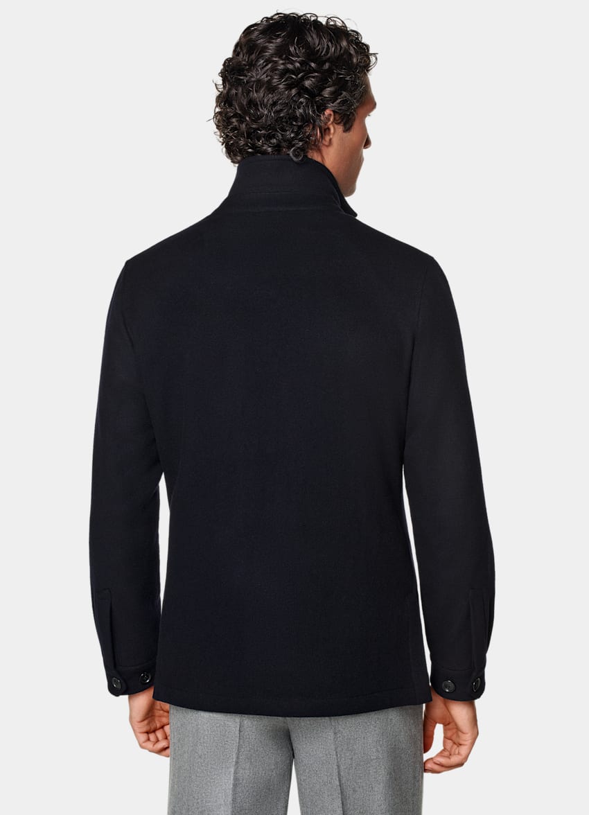 SUITSUPPLY Winter Pure Schurwolle Hemd-Sakko navy Relaxed Fit