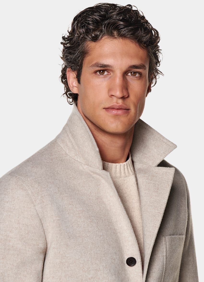 SUITSUPPLY Winter Pure Schurwolle Hemd-Sakko sand Relaxed Fit