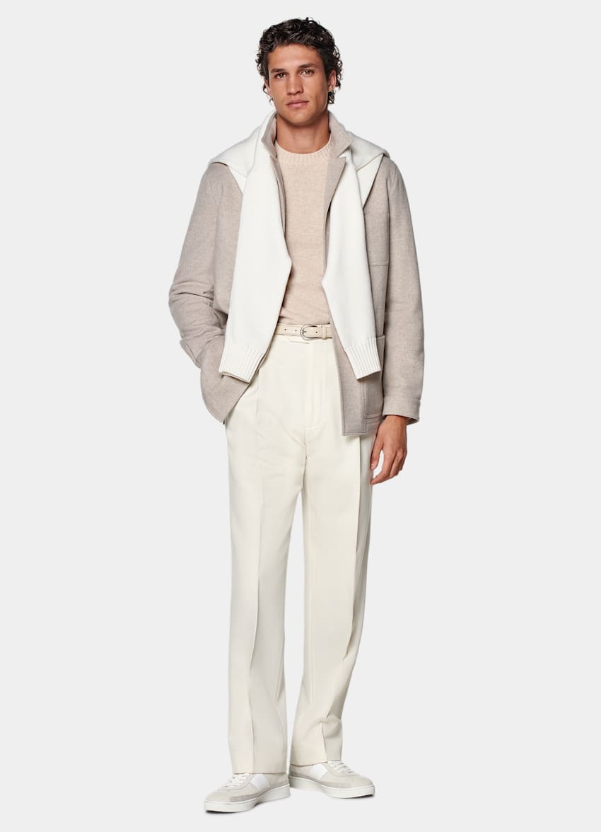 SUITSUPPLY Winter Pure Schurwolle Hemd-Sakko sand Relaxed Fit