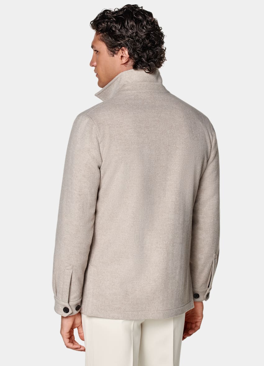 SUITSUPPLY Winter Pure Wool Sand Relaxed Fit Shirt-Jacket