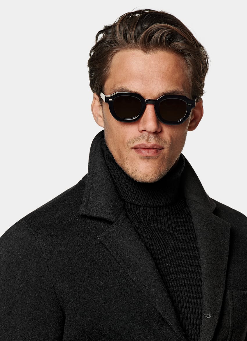 SUITSUPPLY Vinter Ren ull Svart skjortjacka med relaxed fit