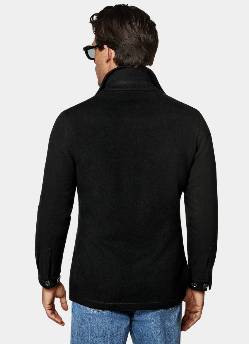 SUITSUPPLY Winter Pure Wool Black Relaxed Fit Shirt-Jacket