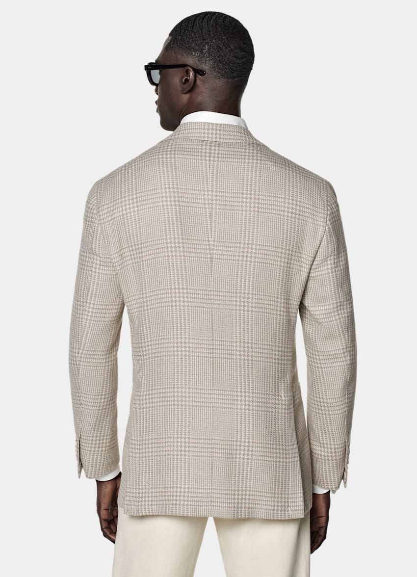 SUITSUPPLY Hiver Laine, alpaga, soie - Ferla, Italie Blazer Roma coupe Relaxed sable à carreaux