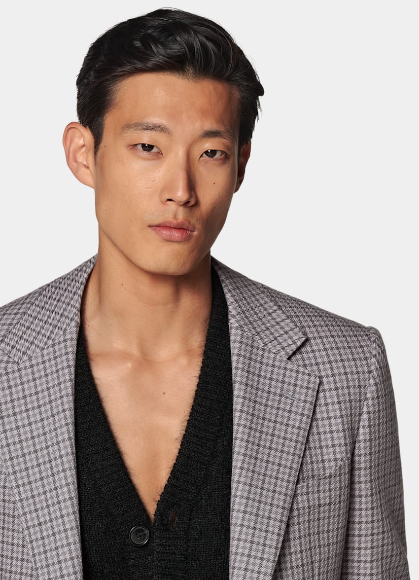 SUITSUPPLY Winter Pure Wool by Rogna, Italy Taupe Checked Tailored Fit Milano Blazer