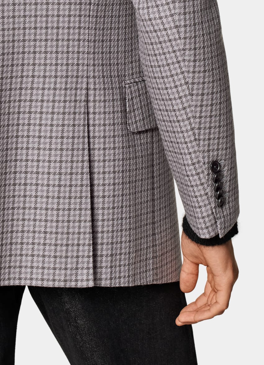 SUITSUPPLY Winter Pure Wool by Rogna, Italy Taupe Checked Tailored Fit Milano Blazer