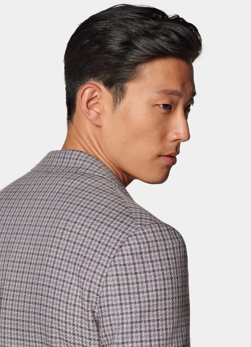 SUITSUPPLY Winter Pure Wool by Rogna, Italy Taupe Checked Tailored Fit Milano Blazer