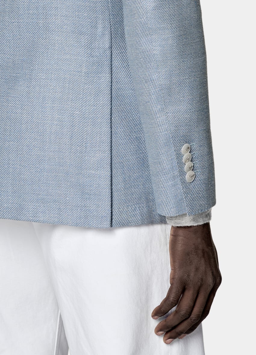 SUITSUPPLY &Eacute;t&eacute; Laine, soie, lin, cachemire par E.Thomas, Italie Blazer Havana coupe Tailored bleu clair