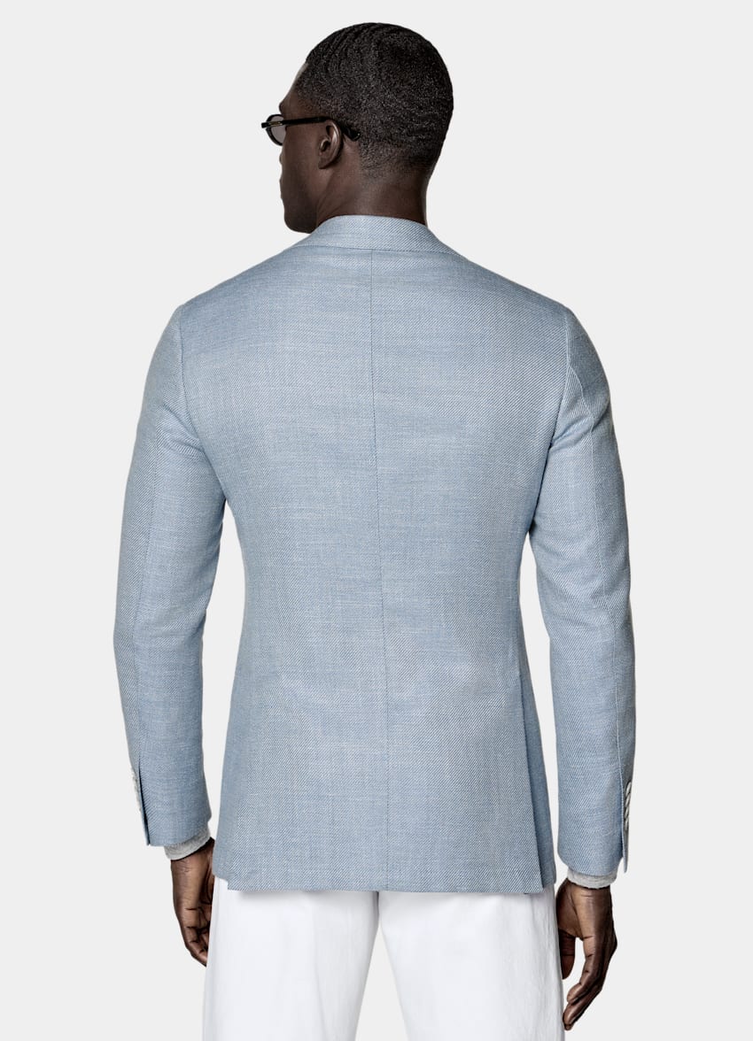 SUITSUPPLY &Eacute;t&eacute; Laine, soie, lin, cachemire par E.Thomas, Italie Blazer Havana coupe Tailored bleu clair