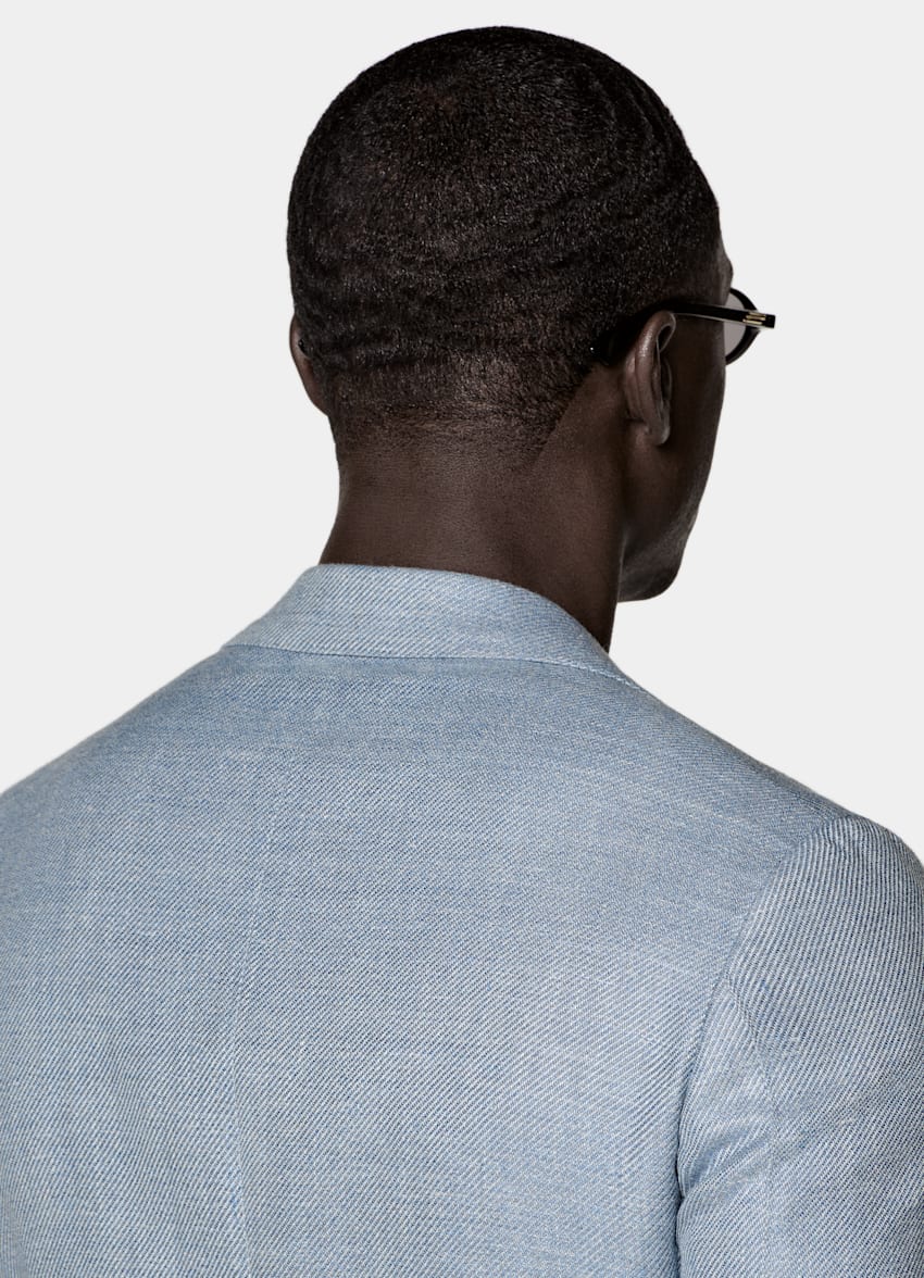 SUITSUPPLY &Eacute;t&eacute; Laine, soie, lin, cachemire par E.Thomas, Italie Blazer Havana coupe Tailored bleu clair