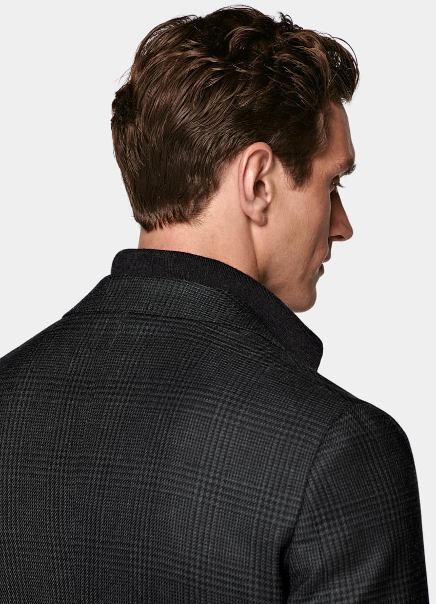 SUITSUPPLY Winter Pure S130's Wool by Drago, Italy Dark Grey Checked Tailored Fit Havana Blazer