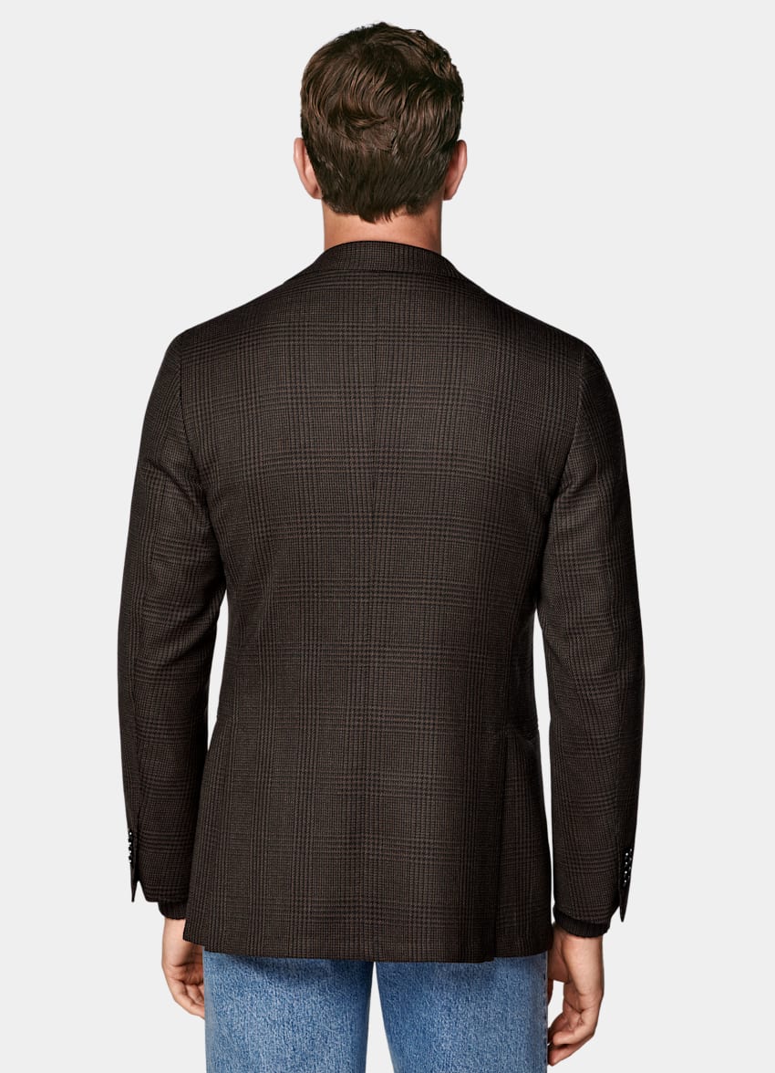 SUITSUPPLY Winter Pure S130's Wool by Drago, Italy Brown Checked Tailored Fit Havana Blazer