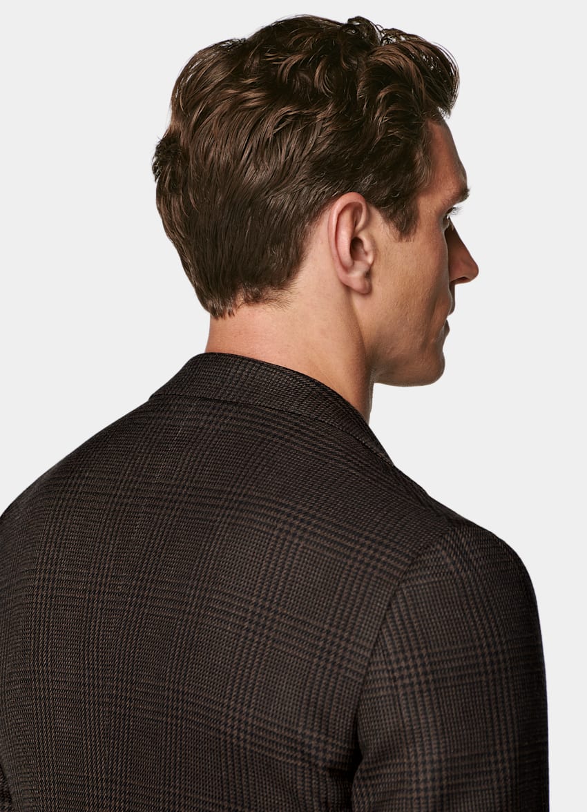 SUITSUPPLY Winter Pure S130's Wool by Drago, Italy Brown Checked Tailored Fit Havana Blazer