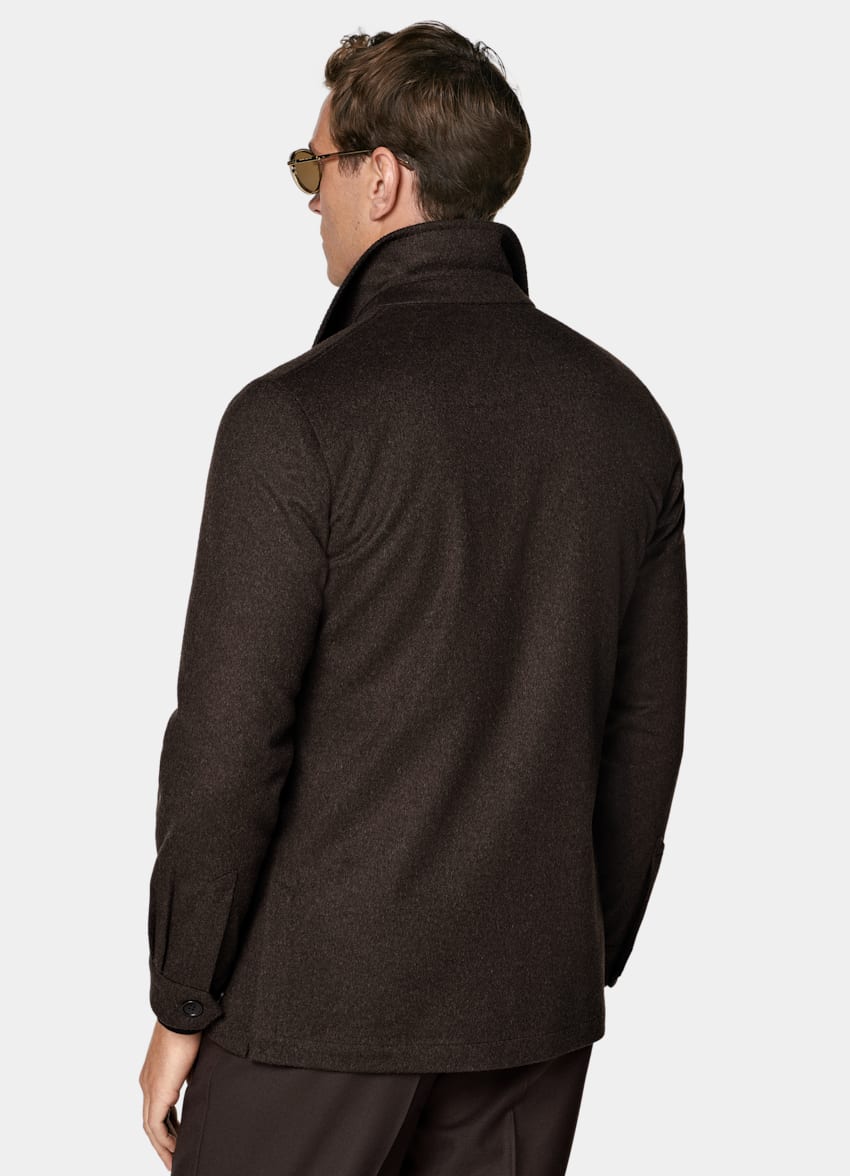SUITSUPPLY Winter Pure Wool Dark Brown Relaxed Fit Shirt-Jacket