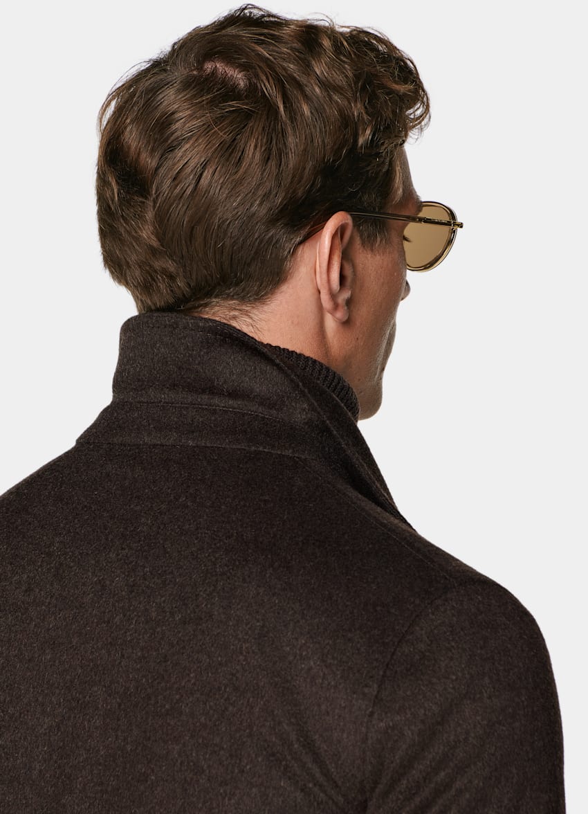 SUITSUPPLY Winter Pure Wool Dark Brown Relaxed Fit Shirt-Jacket