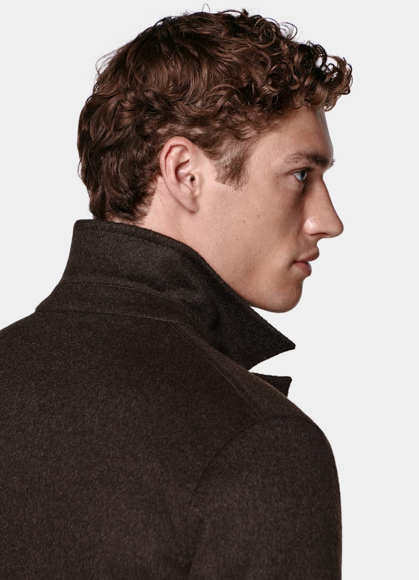 SUITSUPPLY Inverno Pura lana Giacca-camicia marrone scuro Relaxed fit