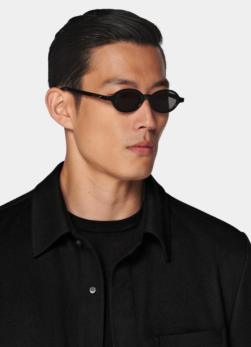 SUITSUPPLY Inverno Puro cashmere - Colombo, Italia Overshirt nera relaxed fit