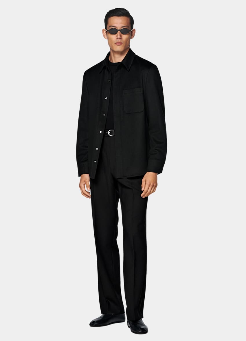 SUITSUPPLY Inverno Puro cashmere - Colombo, Italia Overshirt nera relaxed fit