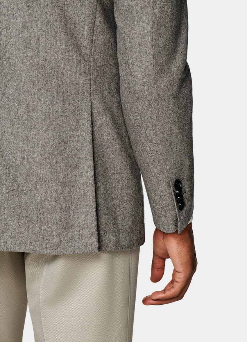 SUITSUPPLY 意大利 Vitale Barberis Canonico 生产的羊毛法兰绒可持续面料面料 Havana 灰褐色西装外套