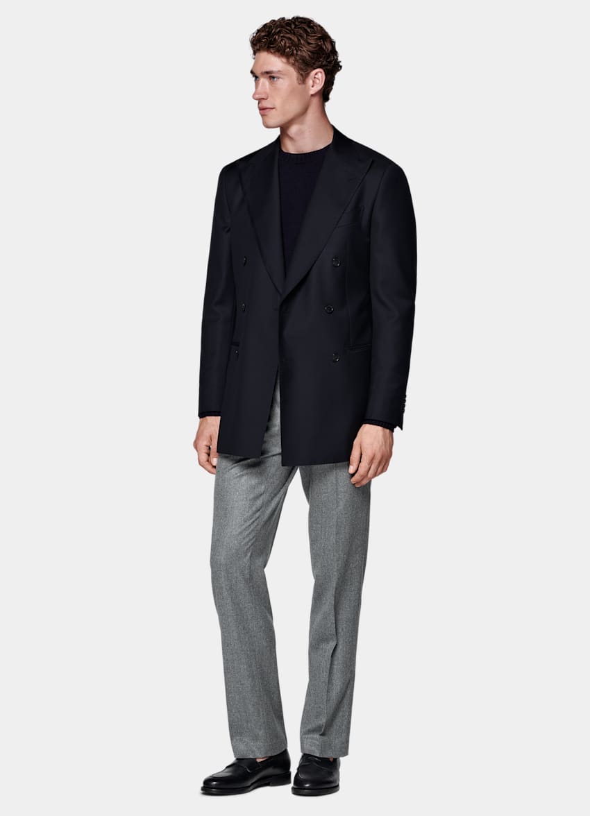 SUITSUPPLY All Season Pure S110's Wool by Vitale Barberis Canonico, Italy Navy Tailored Fit Havana Suit Jacket