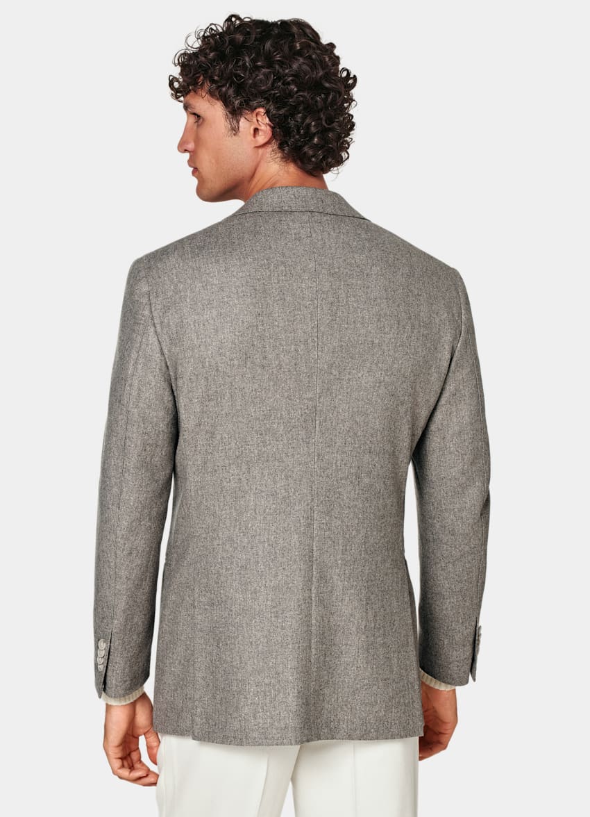 SUITSUPPLY Circular Wool Flannel by Vitale Barberis Canonico, Italy Taupe Roma Blazer