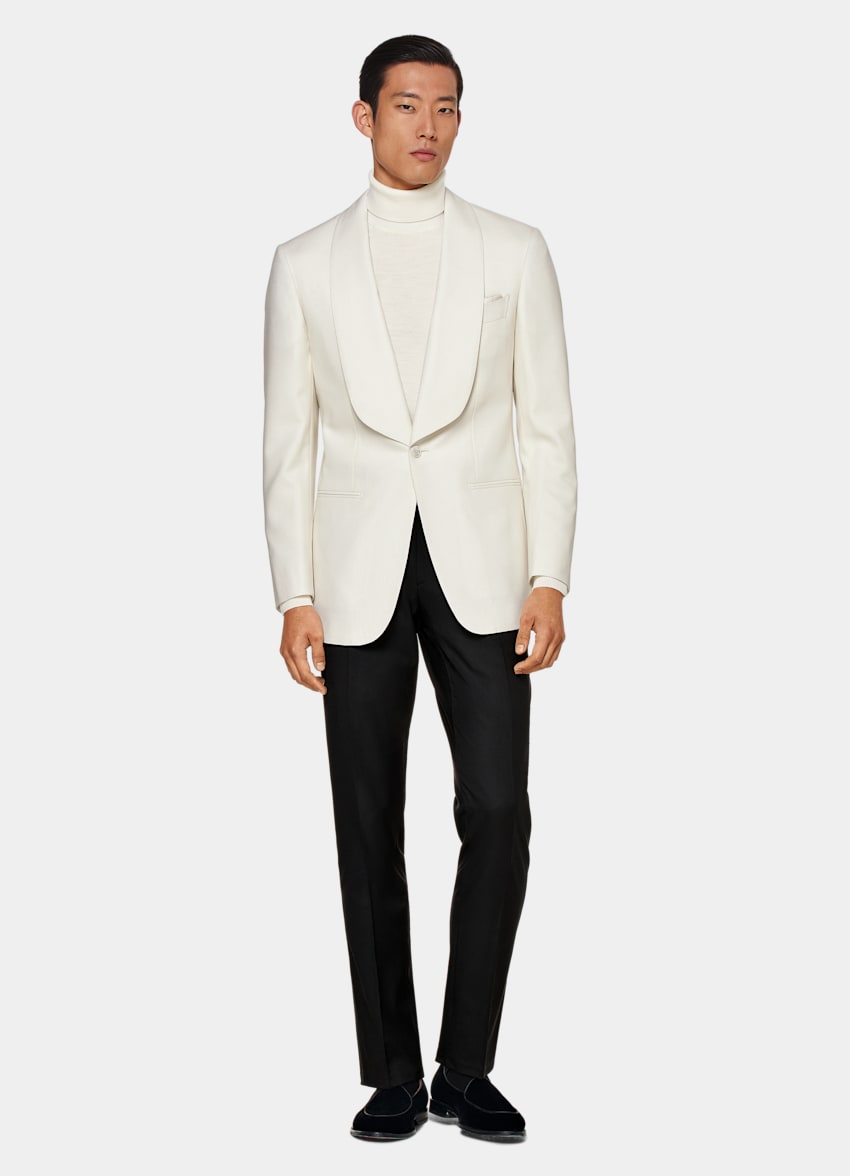 SUITSUPPLY Pure 4-Ply Traveller Wool by Rogna, Italy Off-White Washington Dinner Jacket