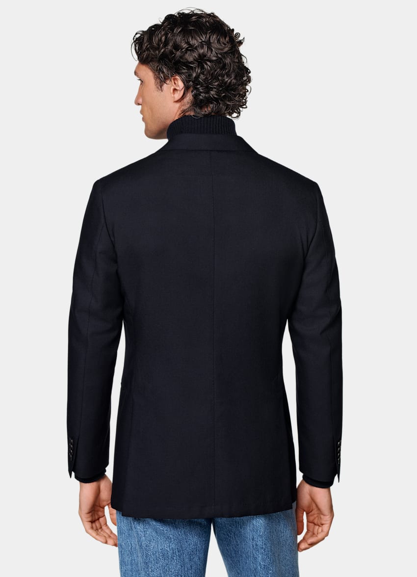 SUITSUPPLY All Season Pure 4-Ply Traveller Wool by Rogna, Italy Navy Tailored Fit Havana Blazer