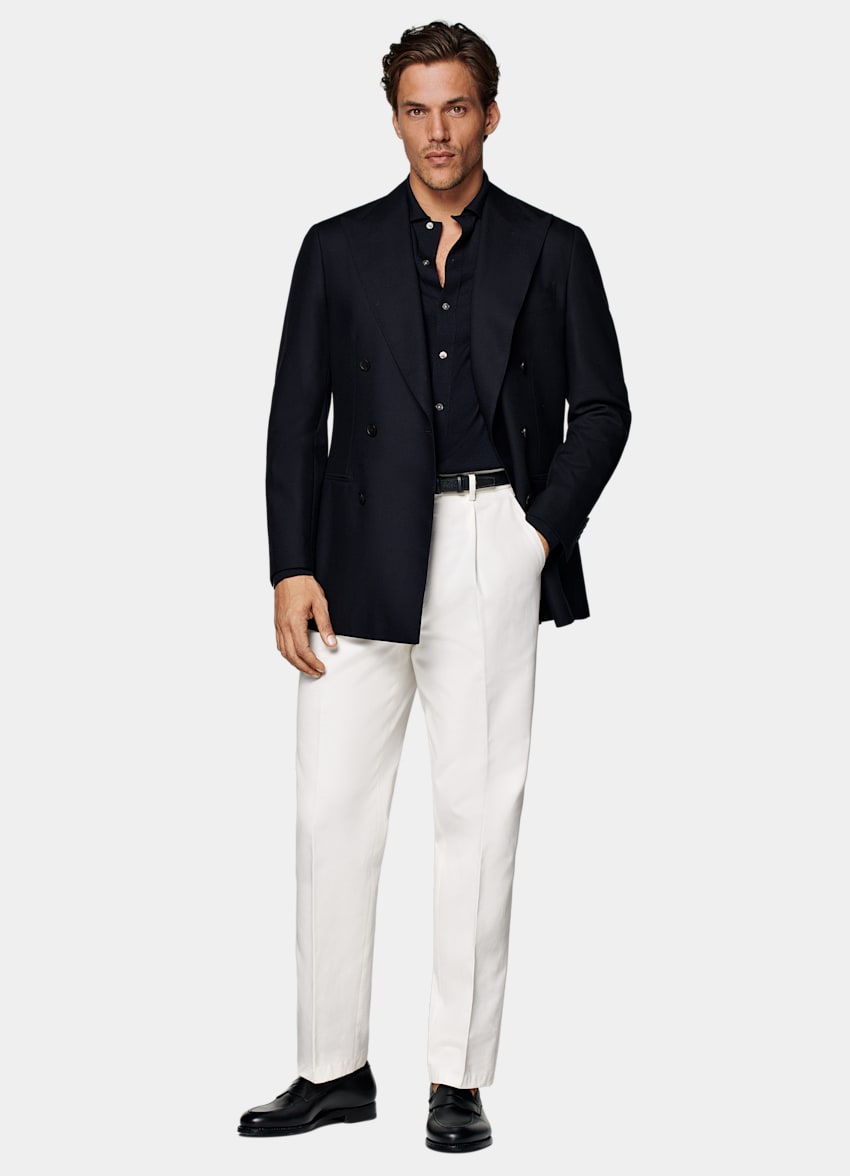 Navy Tailored Fit Havana Blazer in Pure 4 Ply Traveller Wool SUITSUPPLY SUITSUPPLY The Netherlands