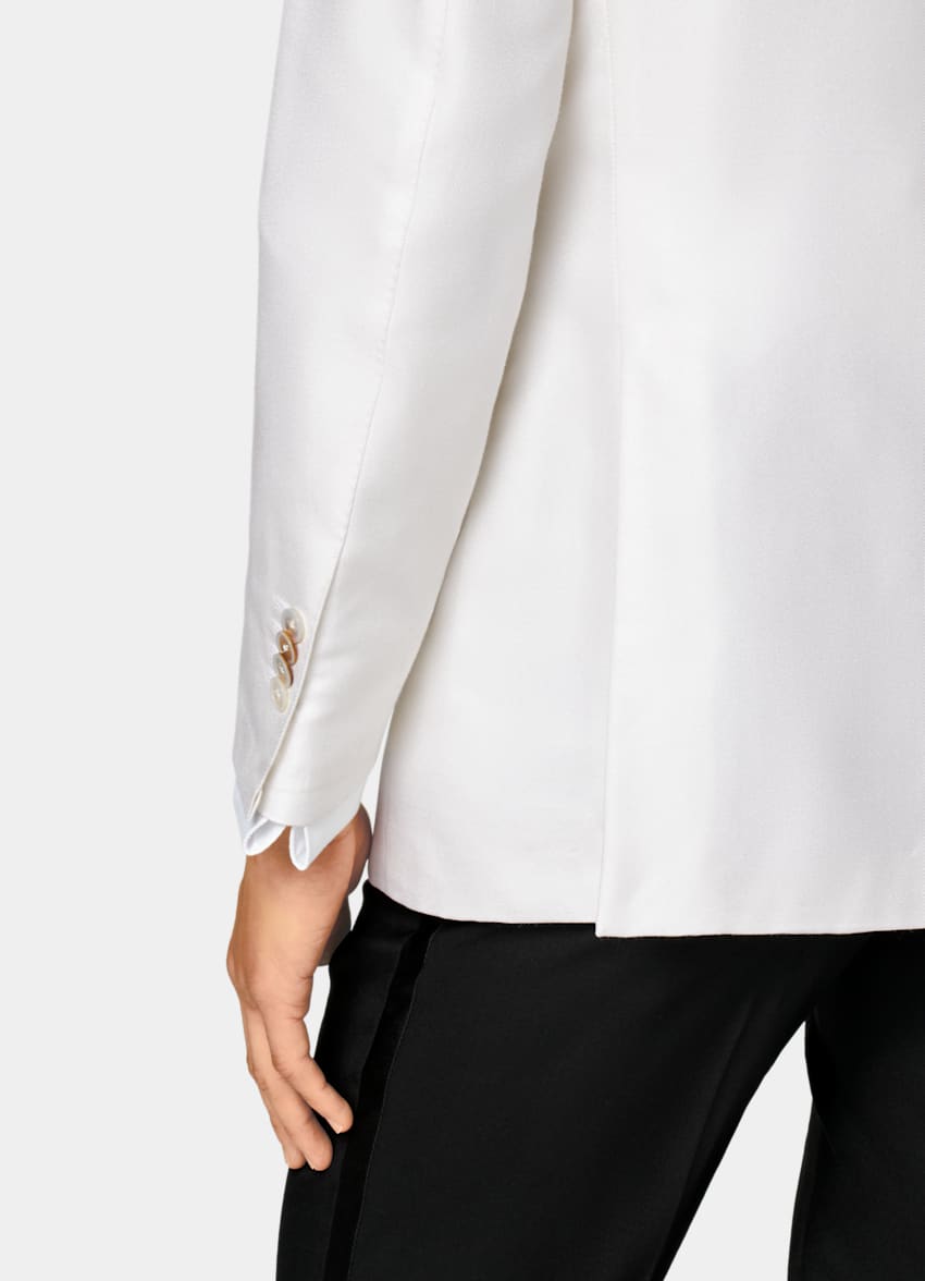 SUITSUPPLY All Season Pure Silk by E.Thomas, Italy Off-White Tailored Fit Havana Dinner Jacket