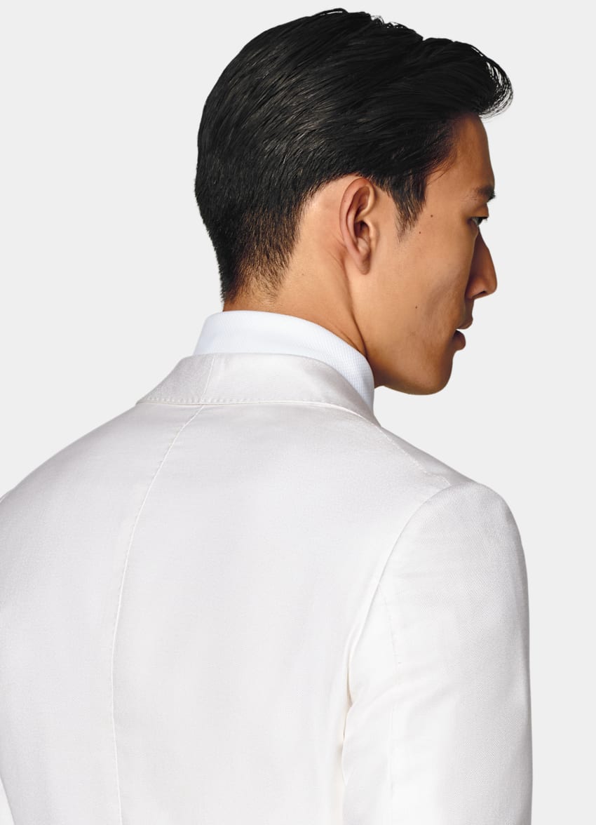 SUITSUPPLY All Season Pure Silk by E.Thomas, Italy Off-White Tailored Fit Havana Dinner Jacket