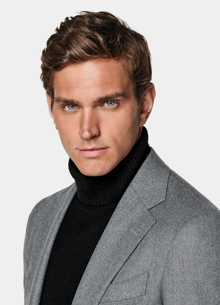 SUITSUPPLY Inverno Flanella di pura lana S120's - Vitale Barberis Canonico, Italia Giacca Havana grigia tailored fit