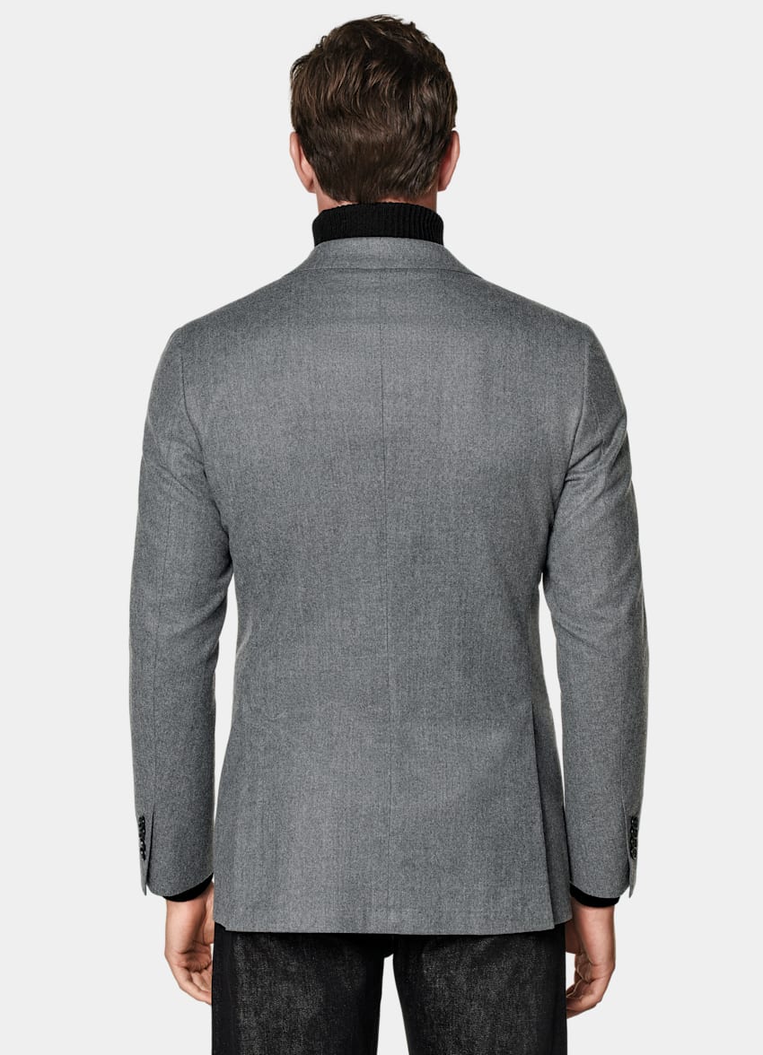 SUITSUPPLY Vinter Ren S120's-ullflanell från Vitale Barberis Canonico, Italien Havana medelgrå kavaj med tailored fit