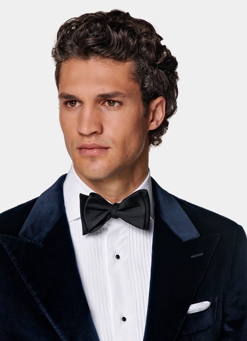 SUITSUPPLY Winter Stretch Cotton Velvet by Pontoglio, Italy Navy Tailored Fit Havana Dinner Jacket