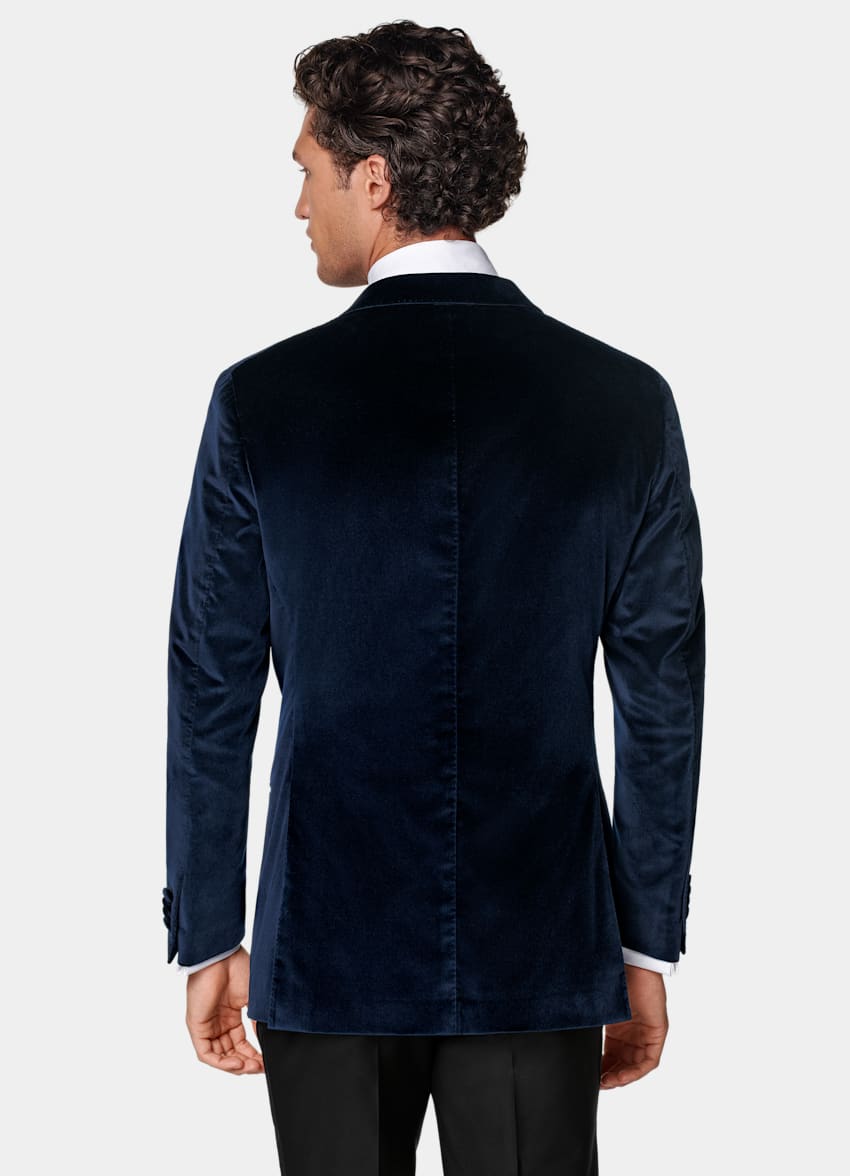 SUITSUPPLY Hiver Velours de coton stretch par Pontoglio, Italie Veste de smoking bleu marine Havana coupe Tailored