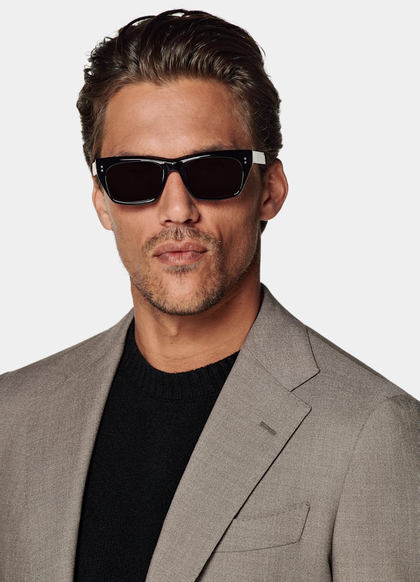 SUITSUPPLY All season Knitterfreie 4fach-Schurwolle von Rogna, Italien Havana Sakko Taupe Tailored Fit