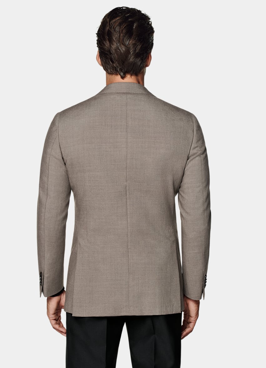 SUITSUPPLY All season Knitterfreie 4fach-Schurwolle von Rogna, Italien Havana Sakko Taupe Tailored Fit