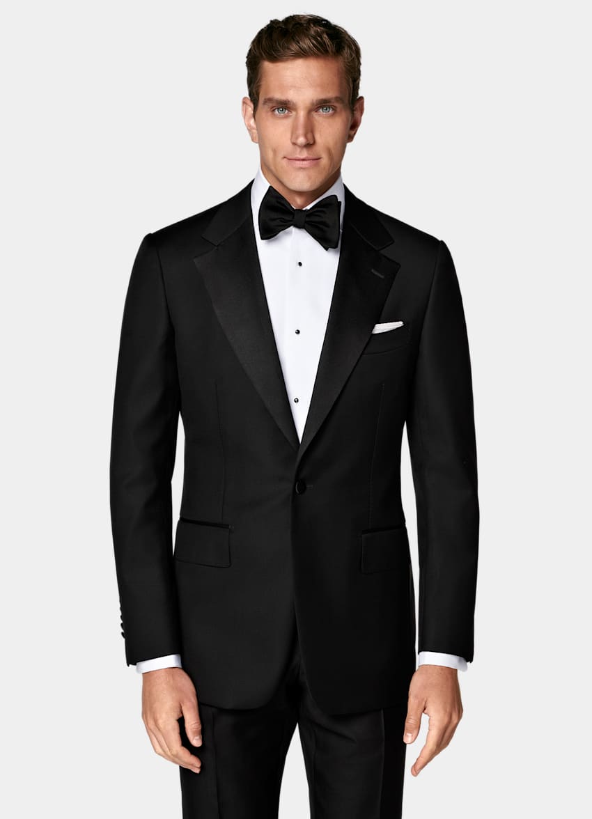 SUITSUPPLY All Season Pura lana S110s de Vitale Barberis Canonico, Italia Blazer de esmoquin Milano negro corte Tailored