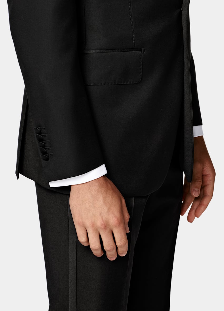 SUITSUPPLY All Season Pura lana S110s de Vitale Barberis Canonico, Italia Blazer de esmoquin Milano negro corte Tailored