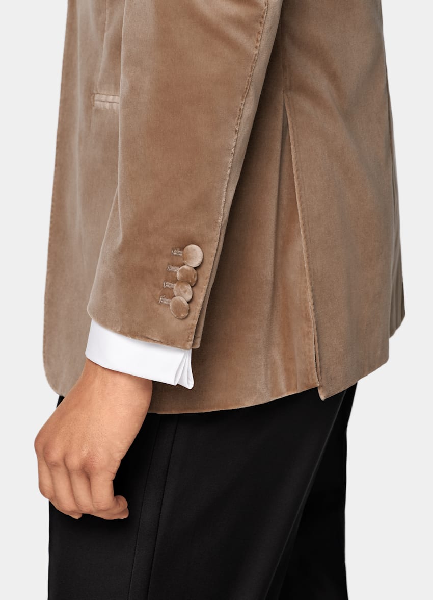 SUITSUPPLY Hiver Velours de coton stretch par Pontoglio, Italie Veste de smoking Havana coupe Tailored marron moyen