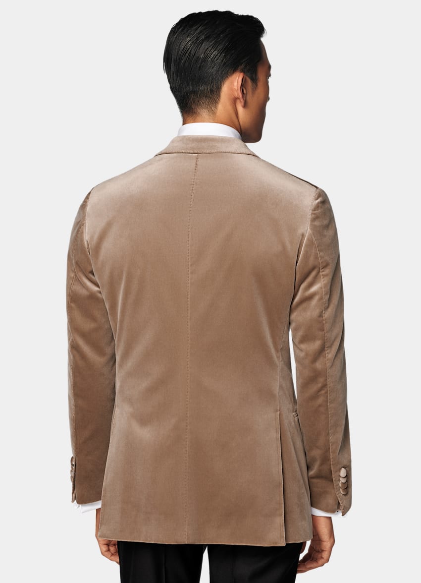 SUITSUPPLY Hiver Velours de coton stretch par Pontoglio, Italie Veste de smoking Havana coupe Tailored marron moyen