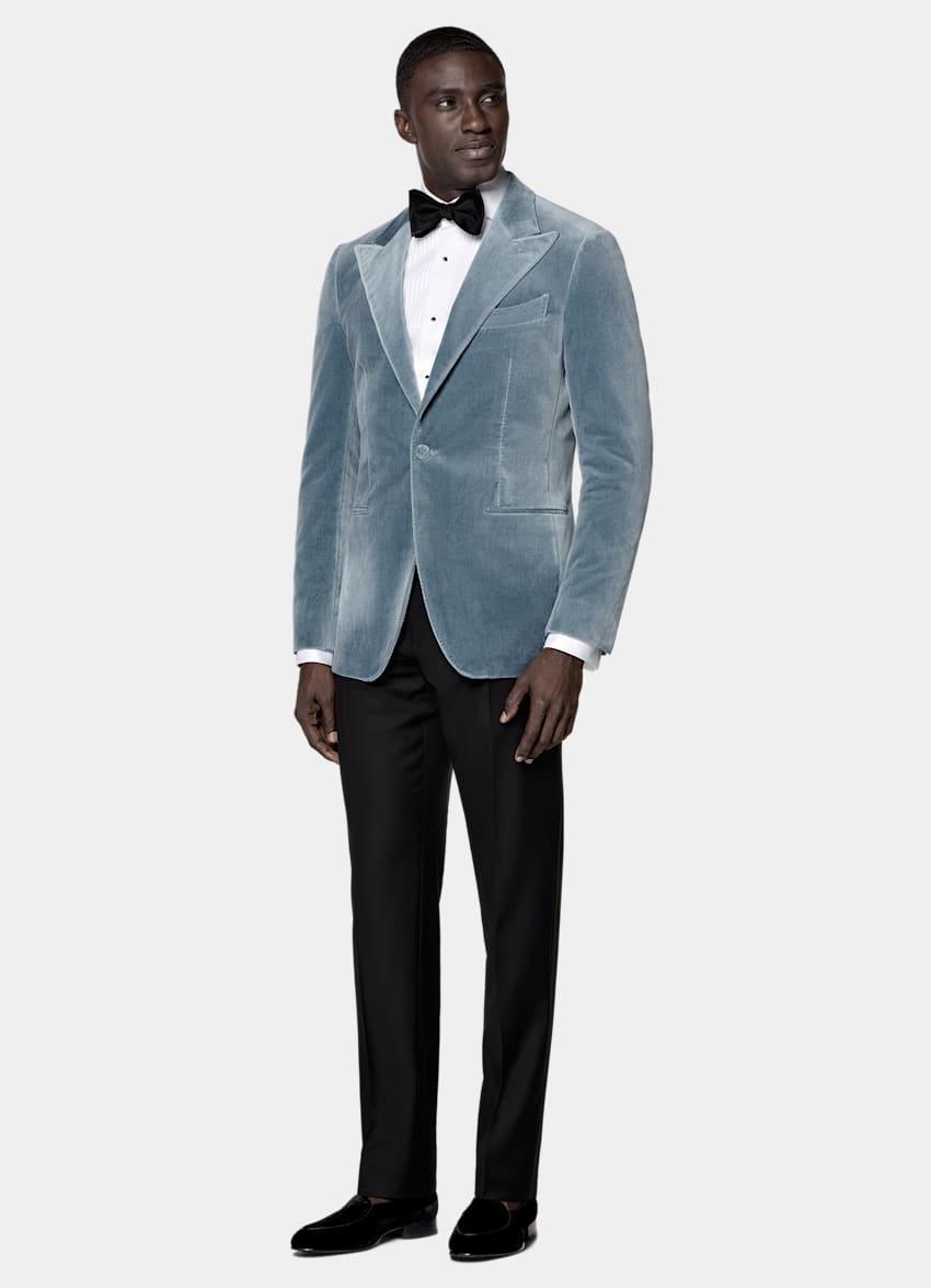 SUITSUPPLY All season Cotone stretch, velluto - Pontoglio, Italia Giacca da smoking Havana light blue tailored fit