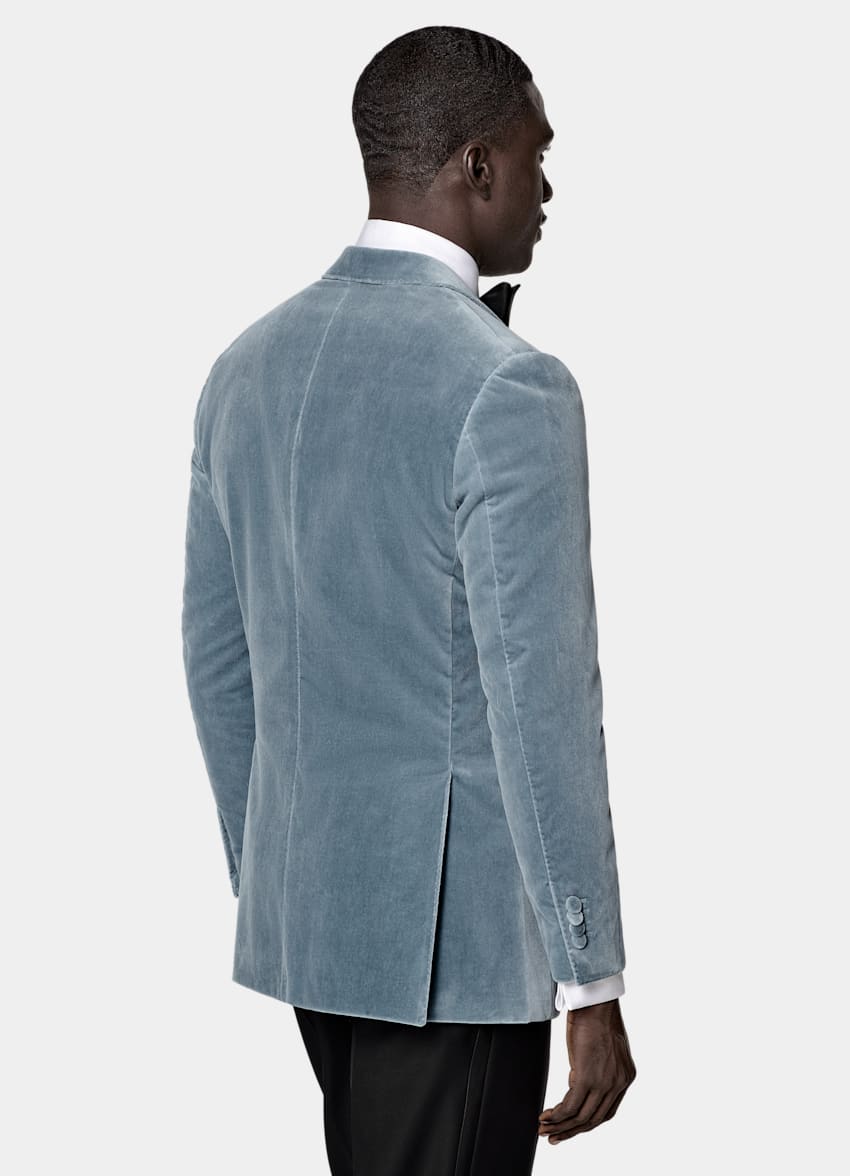 SUITSUPPLY All season Cotone stretch, velluto - Pontoglio, Italia Giacca da smoking Havana light blue tailored fit