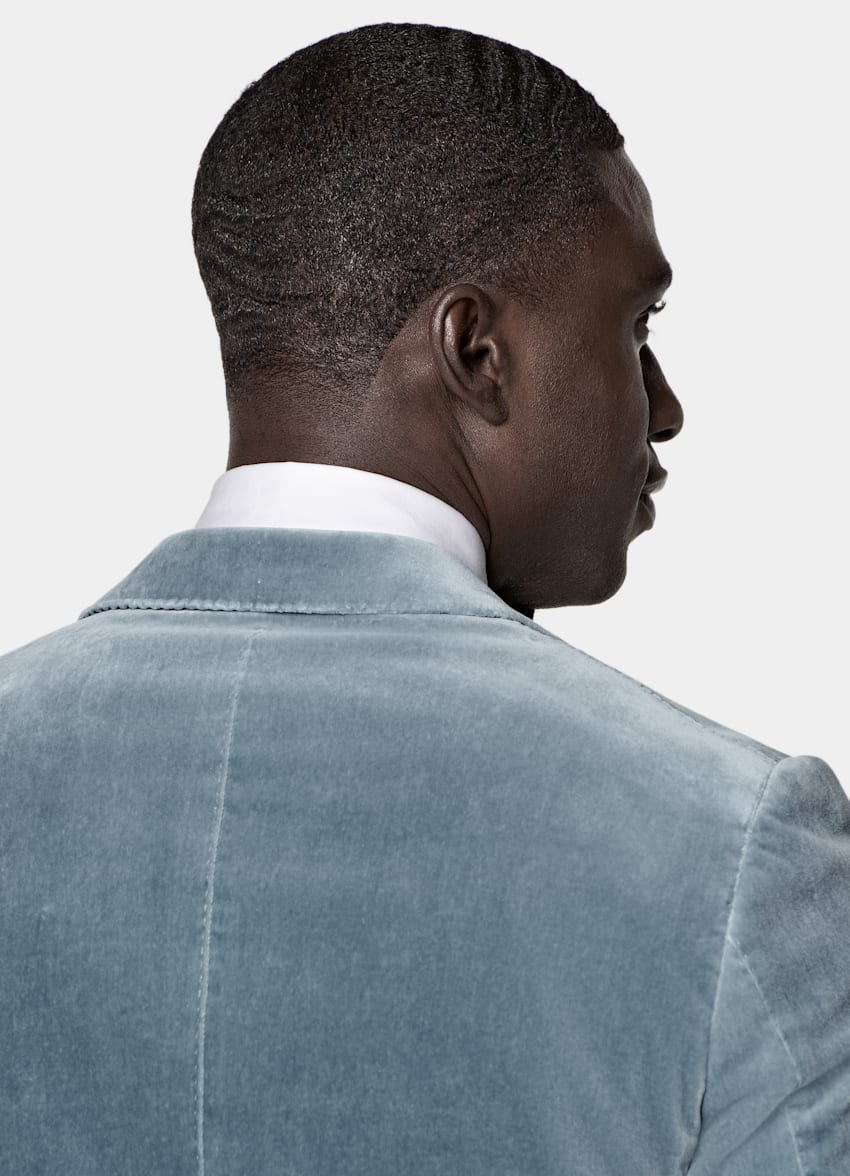 SUITSUPPLY All season Cotone stretch, velluto - Pontoglio, Italia Giacca da smoking Havana light blue tailored fit