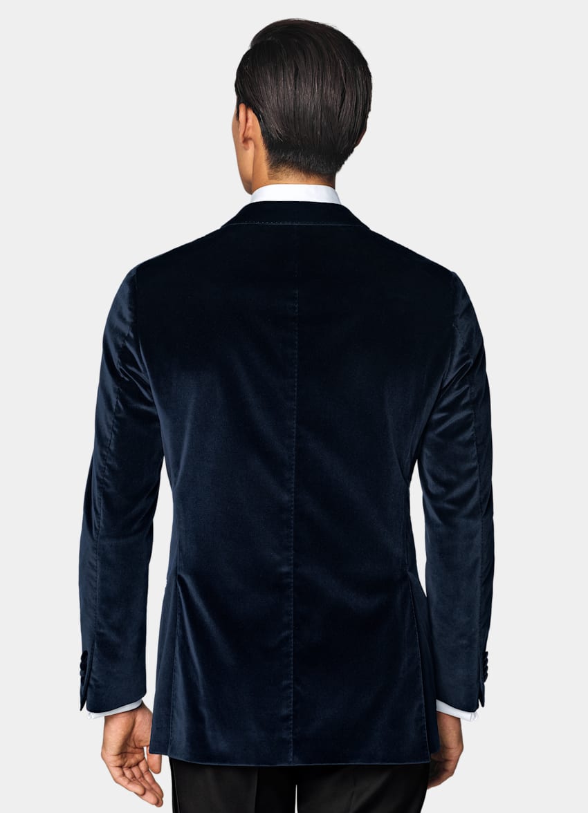 SUITSUPPLY All Season Stretch Cotton Velvet by Pontoglio, Italy Navy Tailored Fit Havana Dinner Jacket